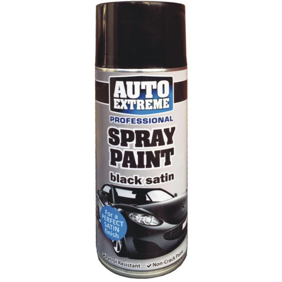 400ml Paint Aerosol Auto Car Black Satin Spray Van Bike Plastic Metal