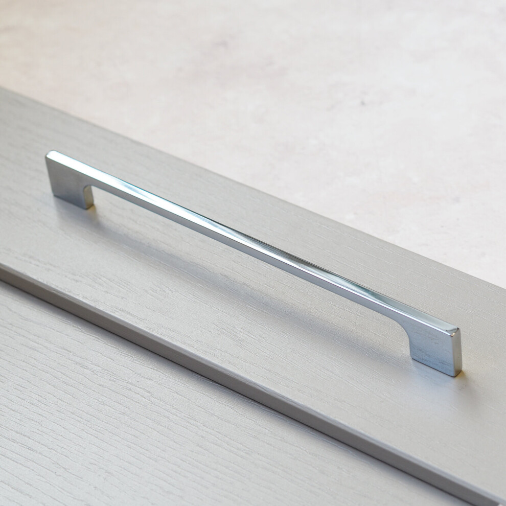 (224Mm Handle ) Polished Chrome Slim Square Cabinet Handles 5060796700565