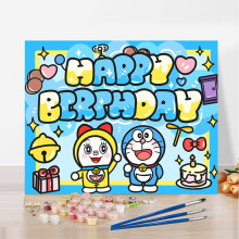 (Doraemon) Happy birthday oil painting diy kids friend gift