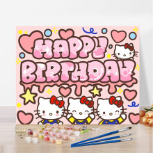(Hello Kitty) Happy birthday oil painting diy kids friend gift