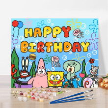 (SpongeBob SquarePants) Happy birthday oil painting diy kids friend gift