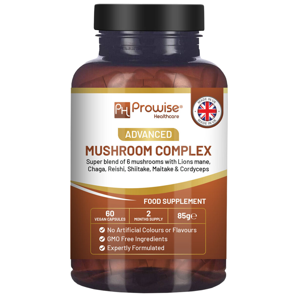 Prowise Healthcare Advanced Mushroom Complex | A Super Blend Of 6 Mushrooms 60 Capsules