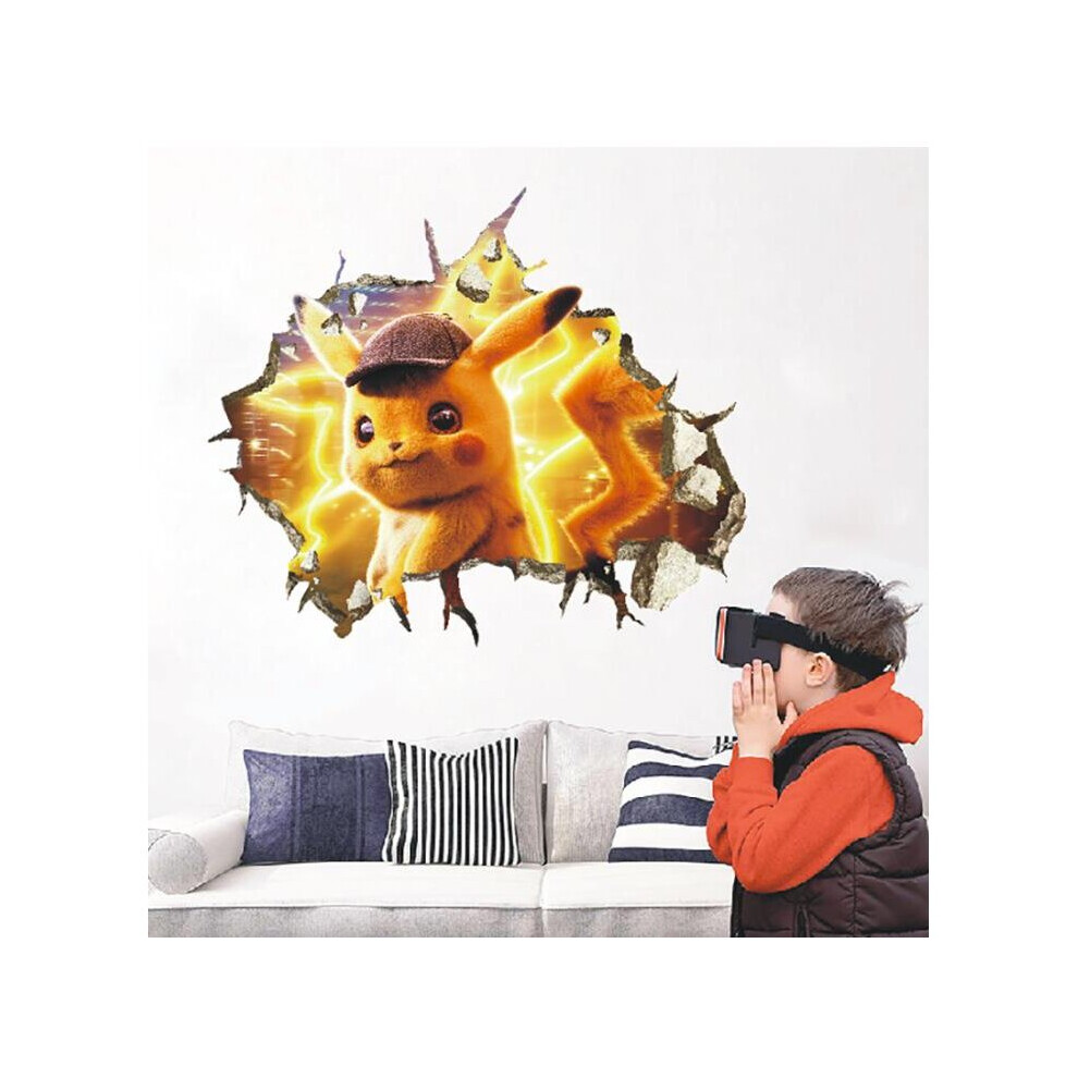 (F) Pokemon 3D Broken Wall Stickers Home Decor Art Decals