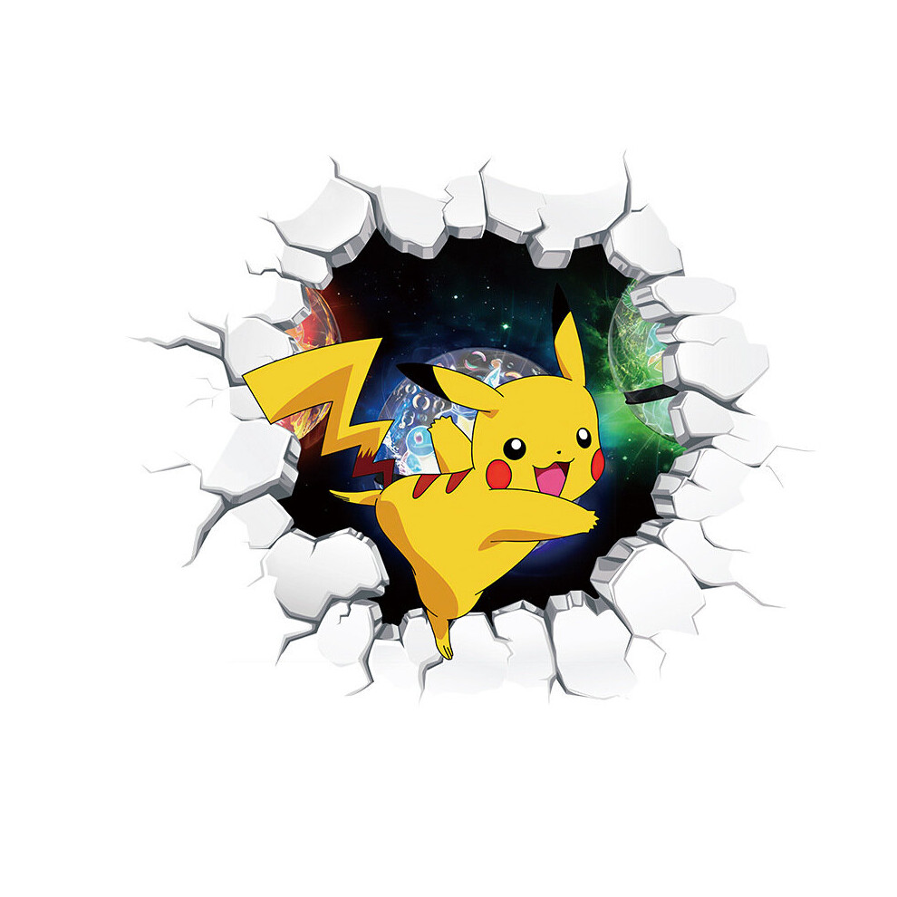 (E) Pokemon 3D Broken Wall Stickers Home Decor Art Decals