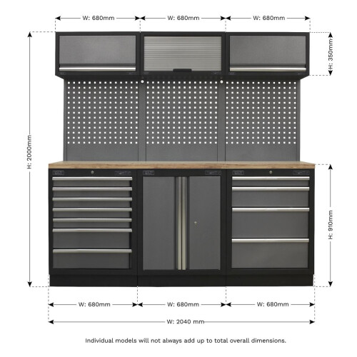 Sealey Superline PRO® 2.0m Storage System - Wood Worktop 1