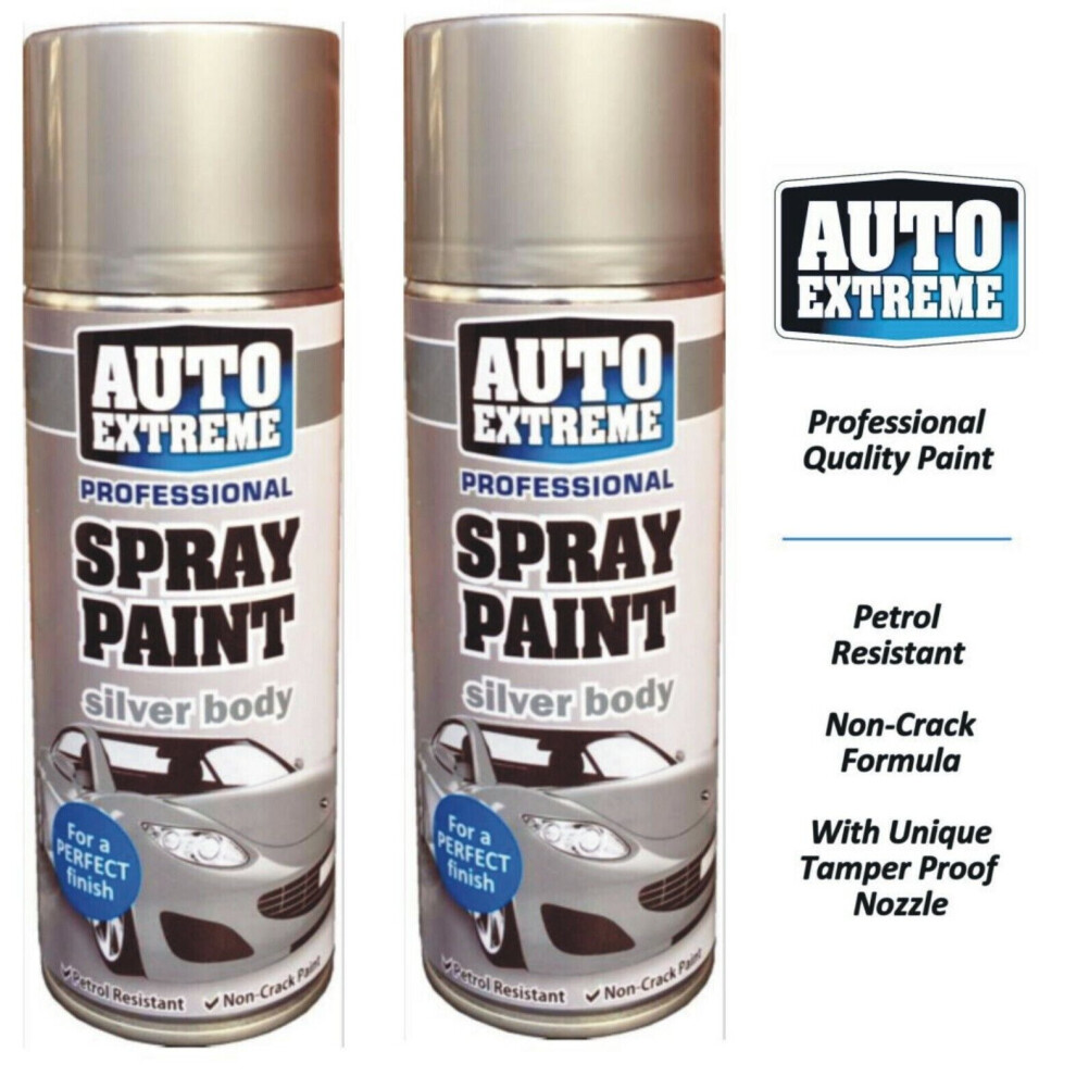 2X400ml Silver Body Spray Paint AutoExtreme Perfect Finish Automotive