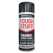 400ml TOUGH STUFF Enamel Black Gloss Spray Paint Wood Craft Art Metal