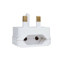 ( White) 1x European 2 Pin to UK 3 Pin Plug Power Adapter Converter Mains Fused Adapter