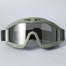 (Green) Anti Fog Goggles Tactical Airsoft Eye Safety Protection Glasses With 3 Lenses