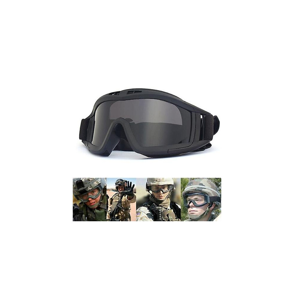 (Black) Anti Fog Goggles Tactical Airsoft Eye Safety Protection Glasses With 3 Lenses 768611118834