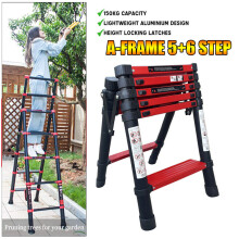 5+6 Telescopic Extension Ladder Aluminum Step Ladders Multi Purpose