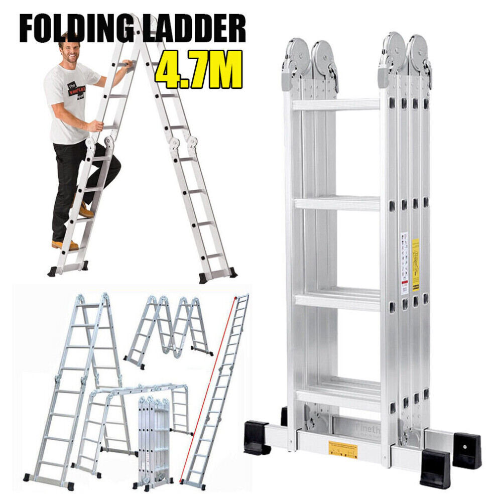 4.7M Folding Ladder Multi-Purpose Aluminum 14 In 1 Combination Ladder 009732201136