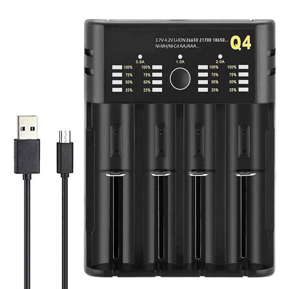 18650 Battery Charger Universal Smart Battery Charging Device With 4 Slots 768619231856
