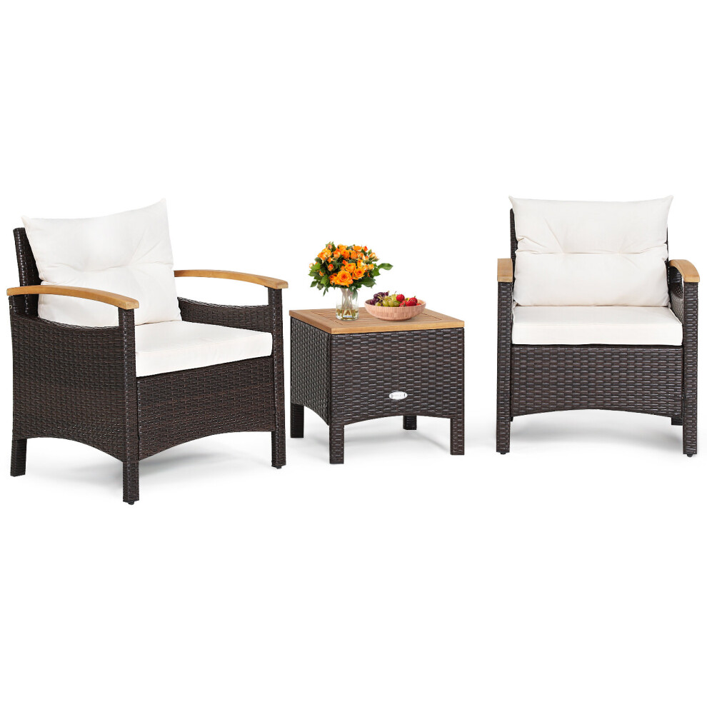 3-Piece Patio Furniture Set with Coffee Table Outdoor Rattan Sofa Set