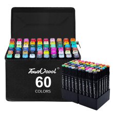60 Colours Dual Tip Marker Pen Set Drawing Artist Sketch Kids Gift