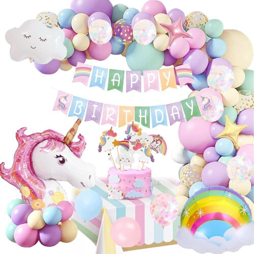 Balloon Garland Balloons Arch Kit Unicorn Happy Birthday Baby Shower Party Decor