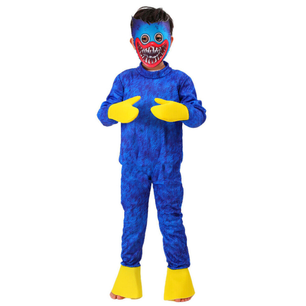 (Blue, M) Halloween Huggy Wuggy Costume Jumpsuit Kids Girls Boys Kissy Missy