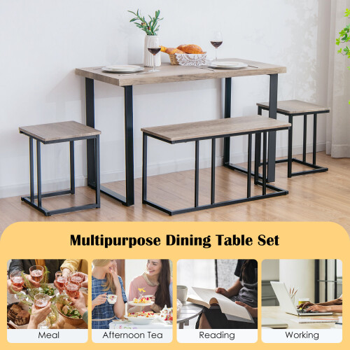 Costway 4-Piece Dining Table Set Kitchen Table Space-Saving Breakfast Table 2