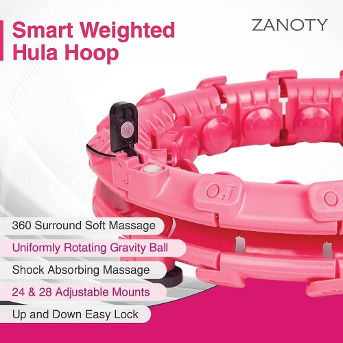 Smart Weighted Hula Hoop | Zanoty | Adjustable 24 Knots | 360 Silent Rollers 1