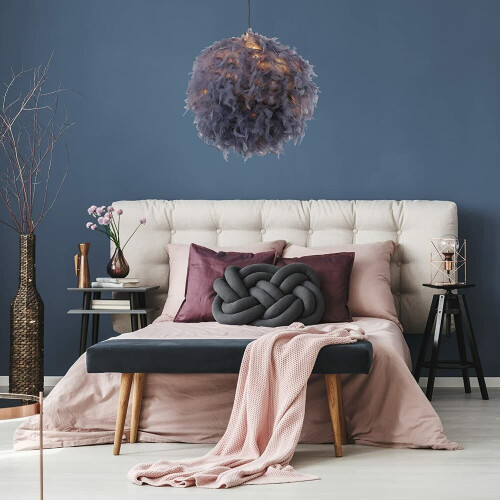 (Gray, 30cm) Fluffy Feather Light/Lamp Shades for Pendant Ceiling Light,Table/Floor Lamp