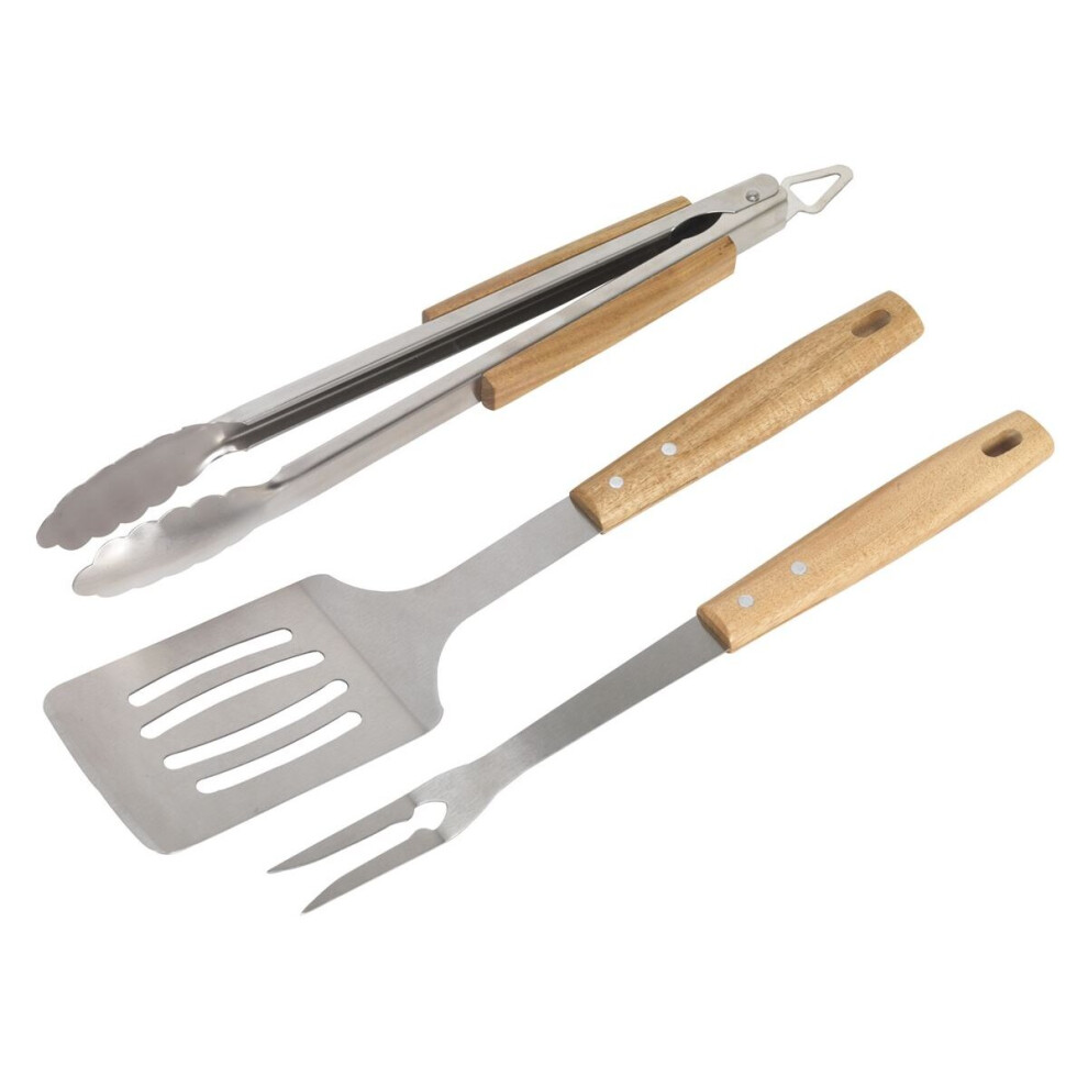 Sealey BBQ09 BBQ Tool Set 3pc Acacia Wooden Handles