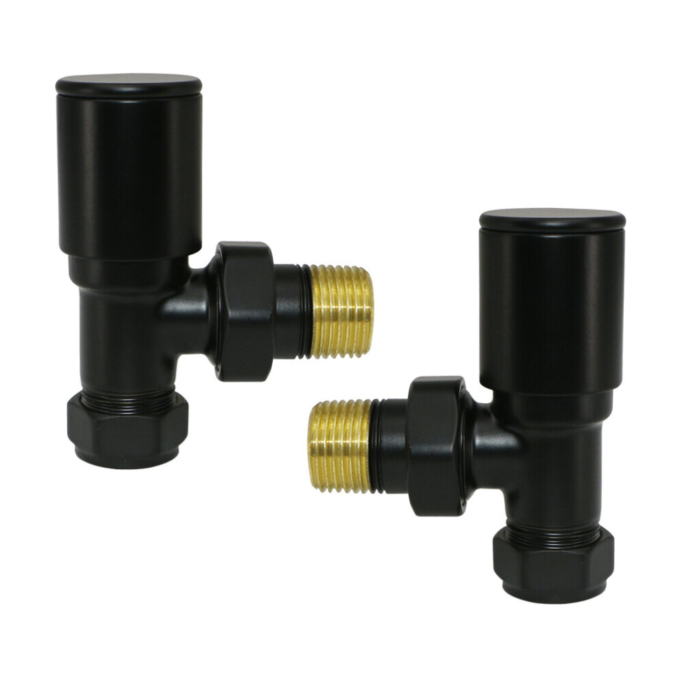 (Black, Angled) Warmehaus 15mm Pair of Radiator Valve for Heated Towel Rail Radiator