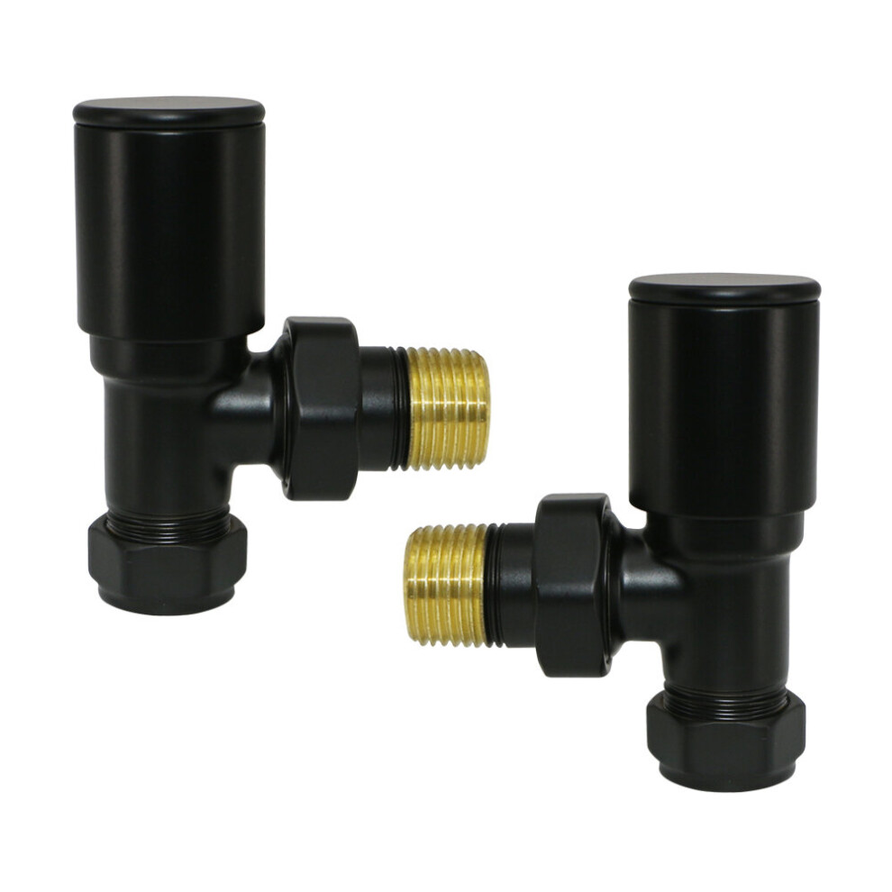 Warmehaus (, Angled) 15Mm Pair Of Radiator Valve For Heated Towel Rail Radiator Black