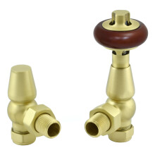 (Brushed Brass) Warmehaus Chelsea Traditional Angled TRV Thermostatic Radiator Valves