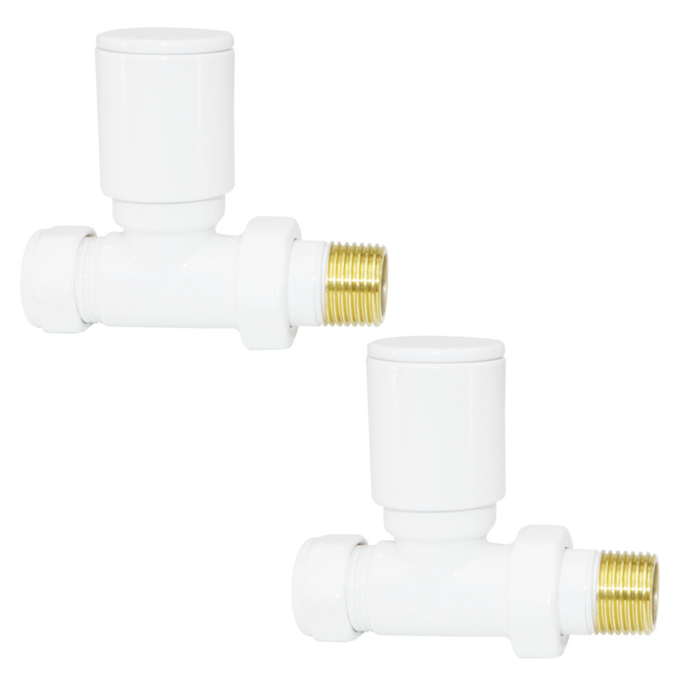 (White, Straight) Warmehaus 15mm Pair of Radiator Valve for Heated Towel Rail Radiator