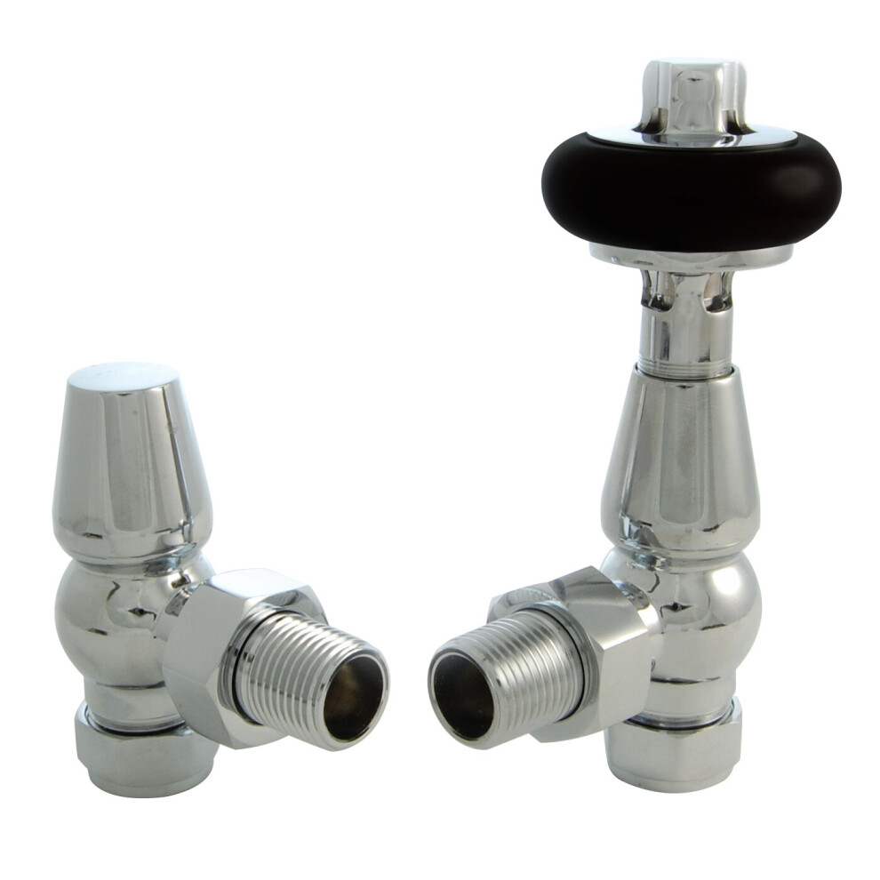 Warmehaus (Chrome) Chelsea Traditional Angled Trv Thermostatic Radiator Valves