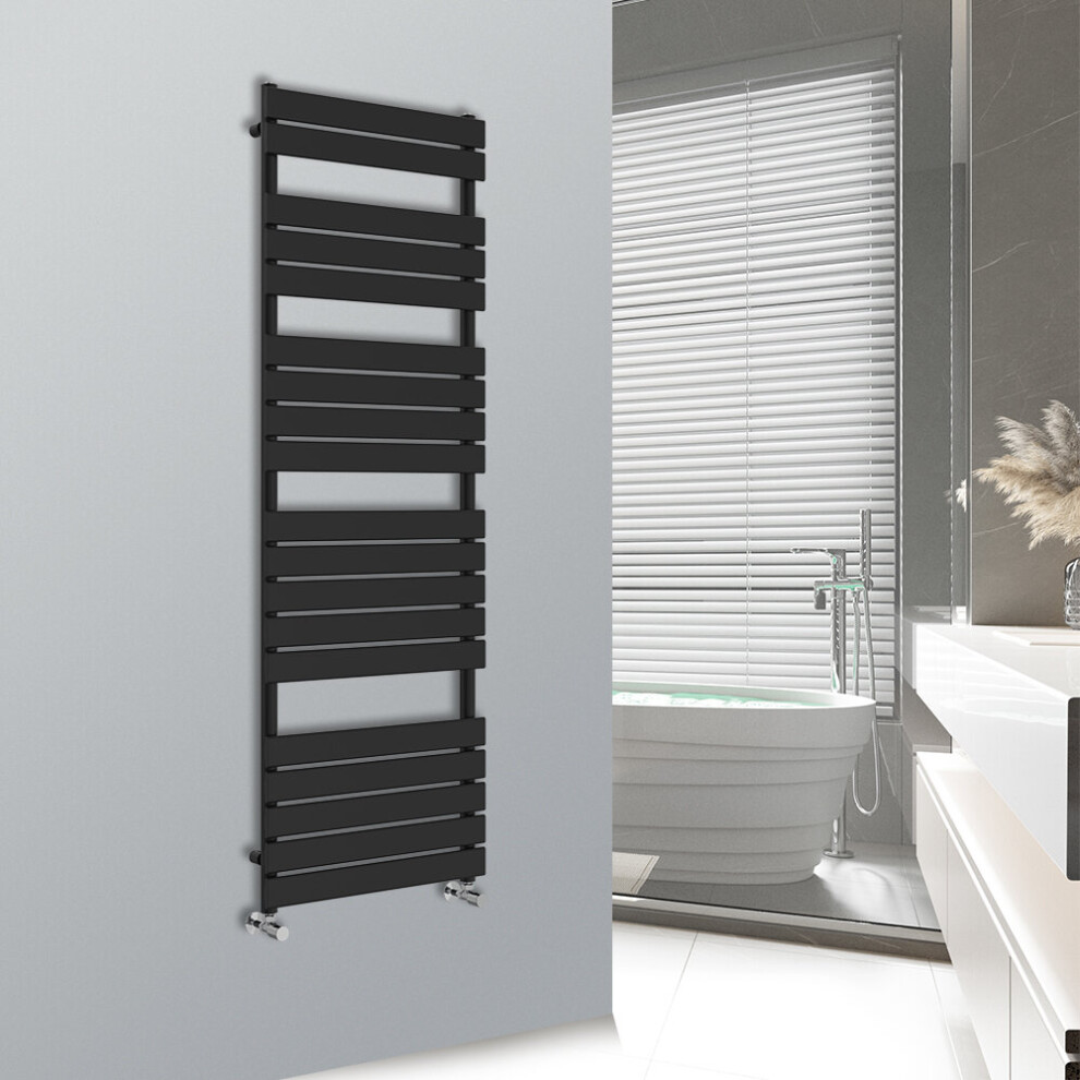Warmehaus (, 1800X600mm) Flat Panel Bathroom Heated Towel Rail Ladder Radiator Warmer Black