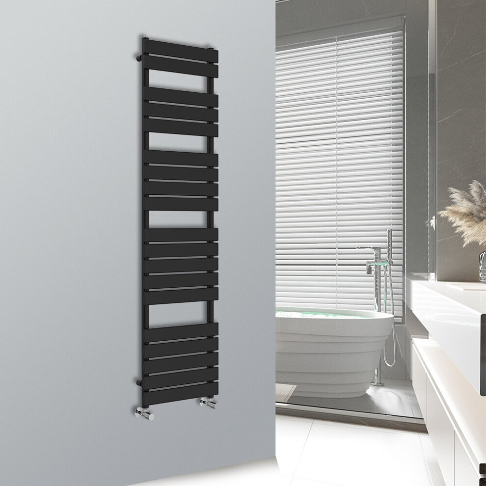 (Black, 1800x450mm) WarmeHaus Flat Panel Bathroom Heated Towel Rail Ladder Radiator Warmer