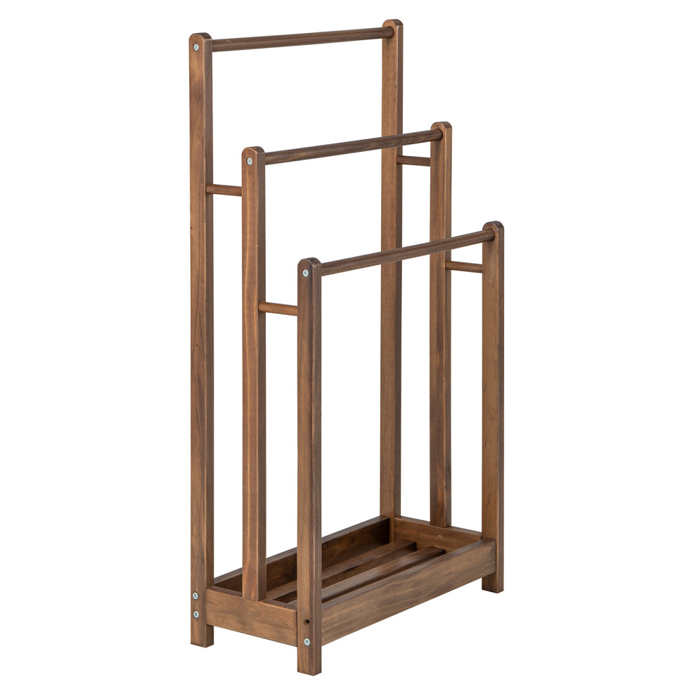 Wood Towel Drying  Rack  with 3 Individual Bars & Bottom Storage Shelf