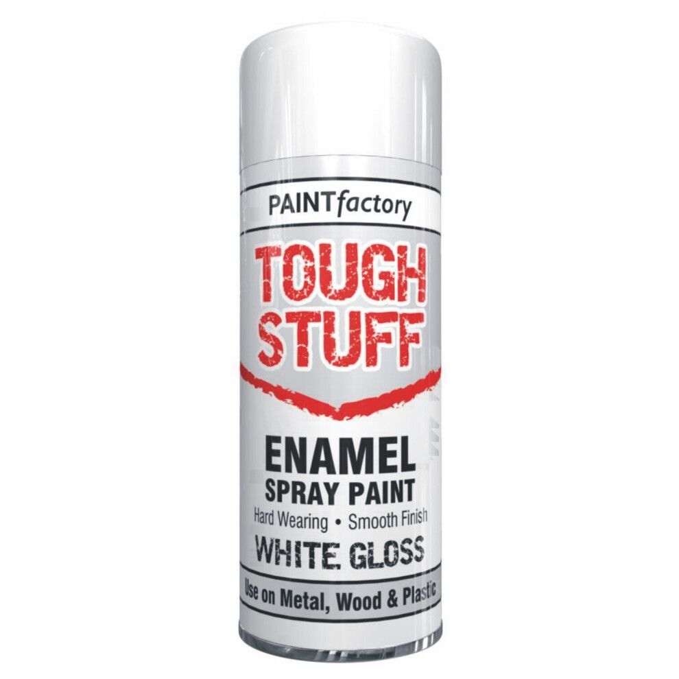 400ML Tough Stuff Enamel Spray Paint White Gloss Metal Wood Plastic