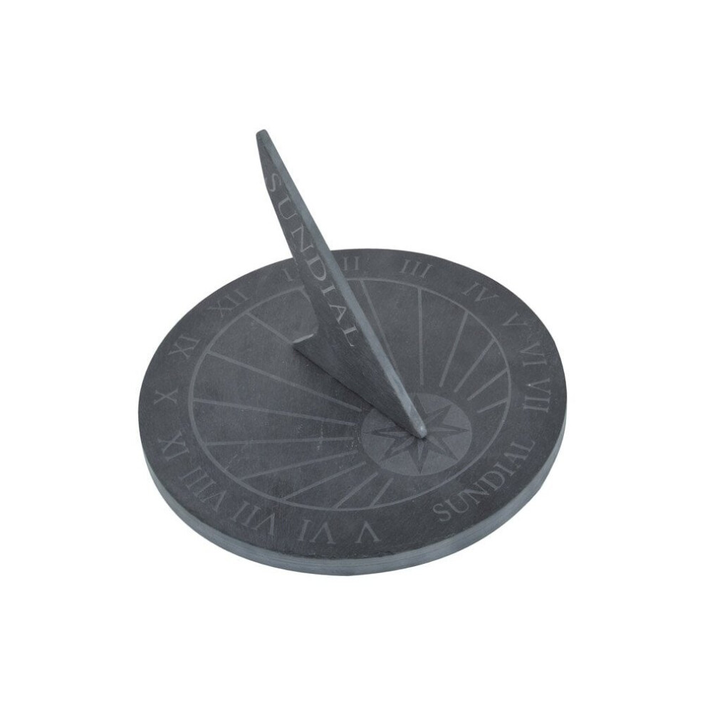 Fallen Fruits Round Slate Sundial, 25Cm Diameter - Elegant Garden Timepiece For Terraces And Patios