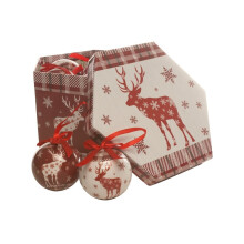 Red Reindeer Decoupage Baubles - 14 piece set