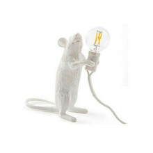 (White-Standing-UK) Mouse Table Lamp Light Bedside Resin Rat Lamp Home Office Desk Party Gift Decor
