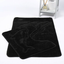 (Black) Dolphin Bath & Pedestal Mat 2 Piece Bath Mat Set