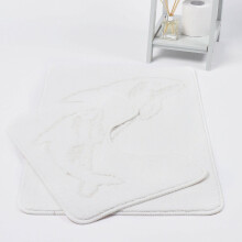 (White ) Dolphin Bath & Pedestal Mat 2 Piece Bath Mat Set