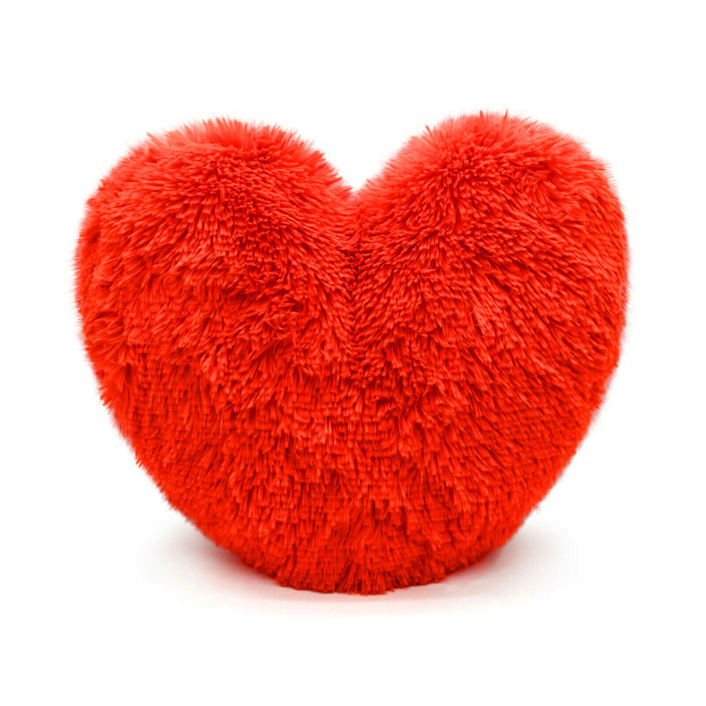 (Red) Teddy Heart Fleece Shape Fluffy Filled Cushion