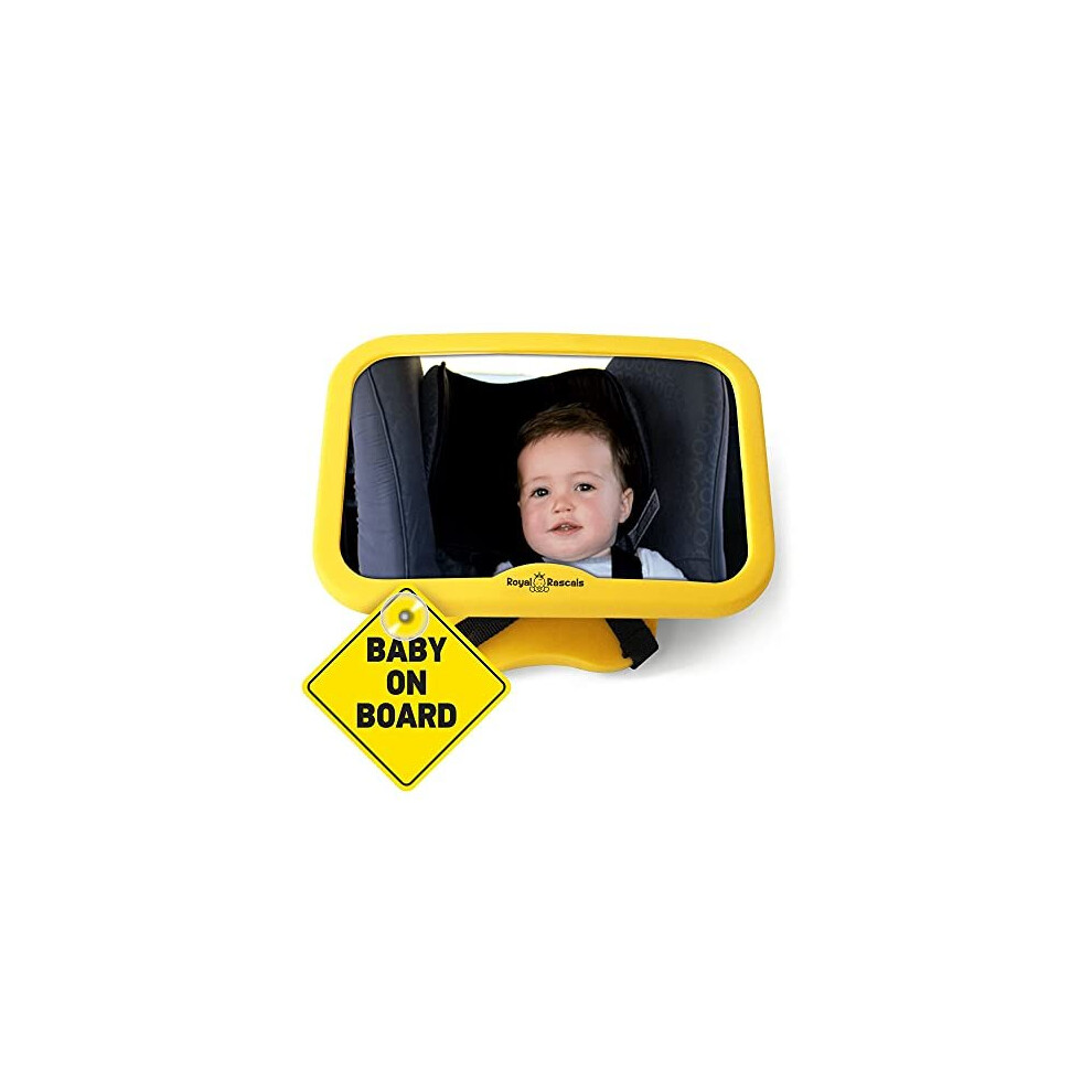 Royal Rascals Baby Car Mirror, Safest Shatterproof Back Seat Mirror For Car, Crystal Clear Rear View Car Mirror For Baby, Baby Car Seat Mirror, Car