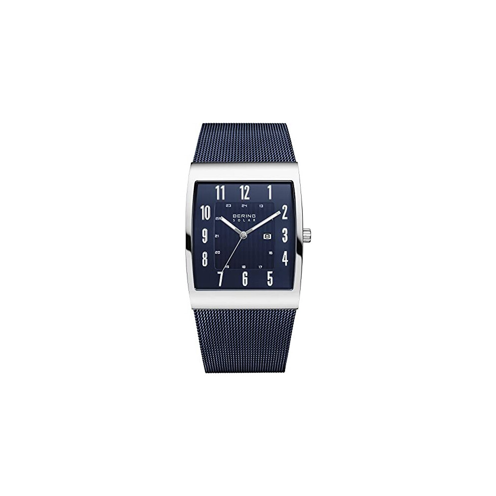 Bering Men Analog Solar Collection Watch With Stainless Steel Strap & Sapphire Crystal 16433-307 Blue