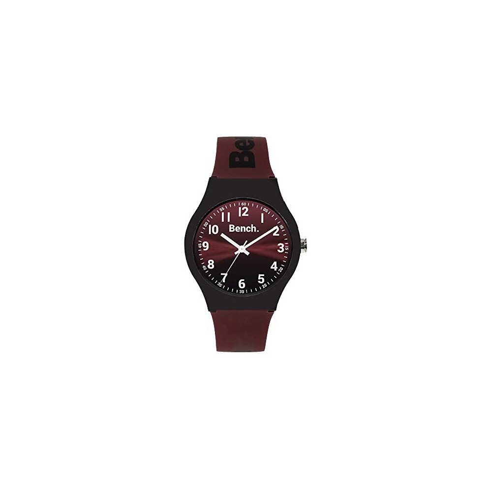 Bench Unisex Watch with Burgundy Ombre Dial and Burgundy Silicone Strap, 39mm Diameter Case BEG004R - 2 Year Warranty