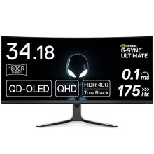 Dell Alienware AW3423DW 34 Inch WQHD 21:9 1800R Curved Gaming Monitor, 175Hz, QD OLED, 0.1ms, NVIDIA G-SYNC Ultimate, 99.3% DCI-P3, HDR400,