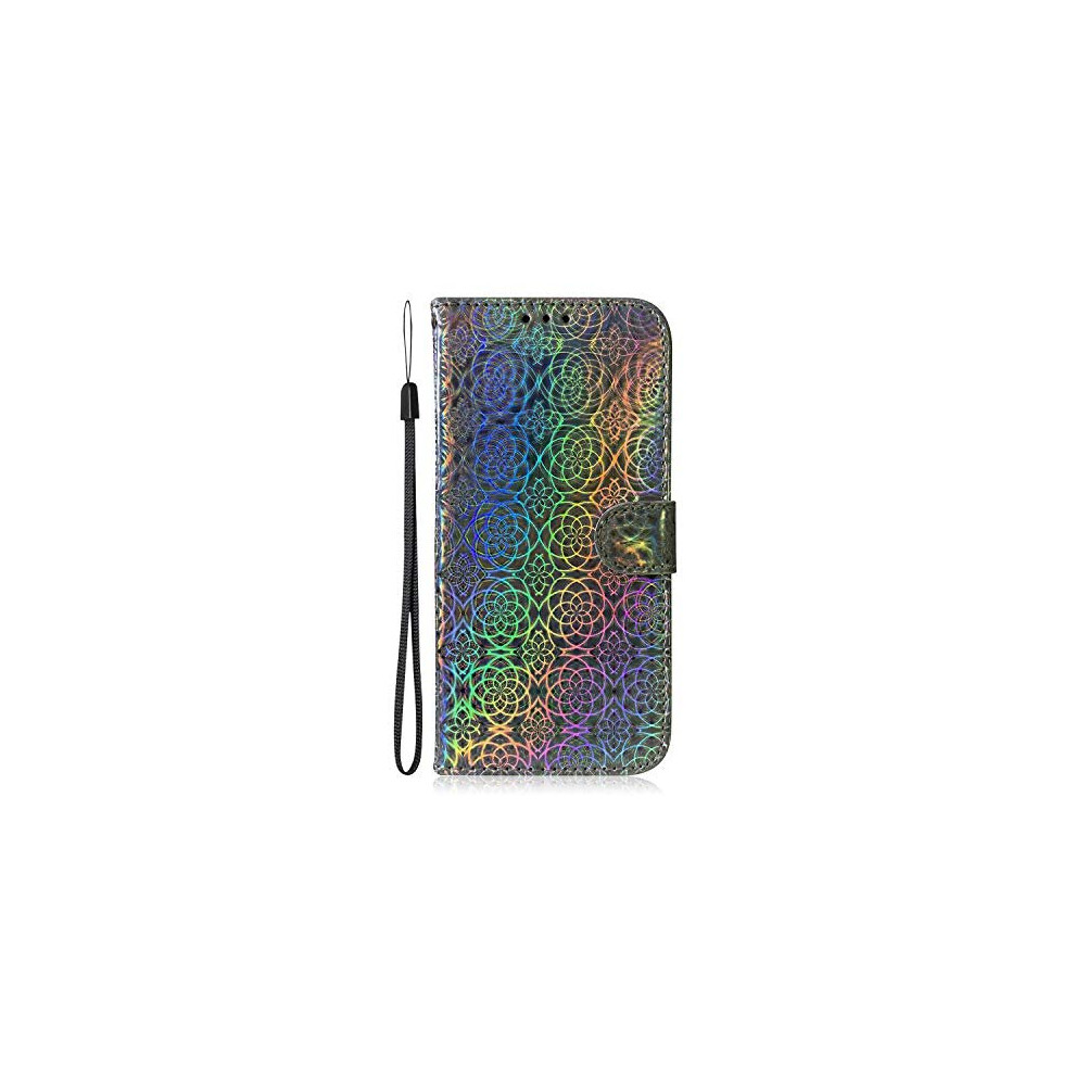 Samsung Galaxy A40 Case, Shockproof Bling Glitter PU Leather Ultra Fit Flip Notebook Wallet Cover with [Kickstand] [Card Slot] Magnetic Closure