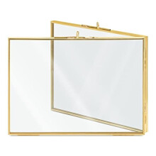 Navaris Folding Double Photo Frame - Fits 10x15cm or 13x18 cm Photos - Double-Sided Brass and Glass Picture Frame for Up To 4 Portrait Pictures