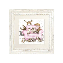 Wrendale Designs Cat Framed Picture in Frame "Cattitudue" (White)