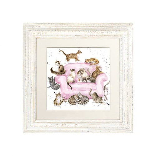 Wrendale Wrendale Designs Cat Framed Picture in Frame "Cattitudue" (White)