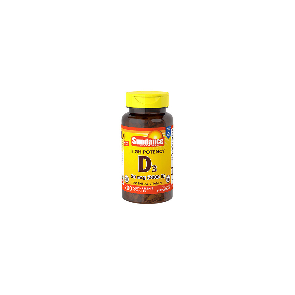 SUNDANCE High Potency Vitamin D3 50mcg, 2000iu, 200 Softgel Capsules