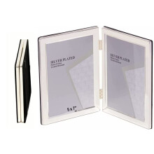5 x 7-inch Silver Flat Edge DOUBLE PORTRAIT Photo Frames - Velveteen Backing - Tarnish Resistant (5 x 7-inch)